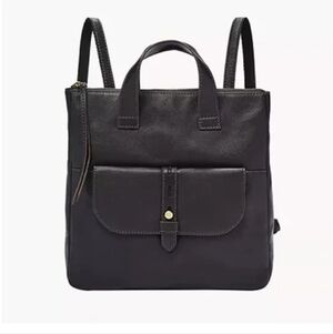 NWOT Fossil Black Leather Backpack